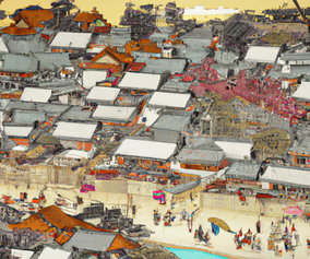 Irezumi painting of a Japanese Village 2